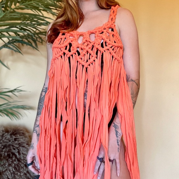 High End Handmade Cover Up Dress Coral - Picture 10 of 16